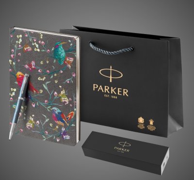 купить Подарочный набор: Ручка роллер Parker IM Premium T318 Blue Grey CT F черные чернила и Ежедневник недатированный, серый, Лаки и смолы: лак, латунь, нержавеющая сталь, 2026 г.
