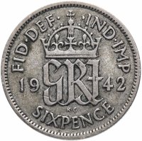 Купить Великобритания 6 пенсов 1942