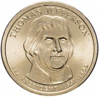 Купить США 1 доллар 2007 P "3-й президент США - Томас Джефферсон"