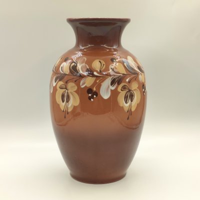 купить Ваза с широким туловом и цветочным декором, керамика, роспись, СССР, 1970-1990 гг.