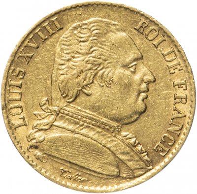 купить Франция 20 франков 1814 с портретом Императора Людовика XVIII