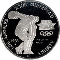 Купить США 1 доллар 1983 "XXIII летние Олимпийские Игры - Дискобол" Proof