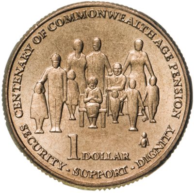 купить Австралия 1 доллар 2009 "100 лет Пенсионному фонду"