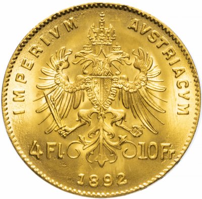 купить Австро-Венгрия 4 флорина - 10 франков 1892 рестрайк (новодел), монета для Австрии