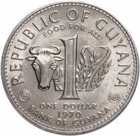 купить Гайана 1 доллар (dollar) 1970 "Восстание рабов в колонии Бербис в 1763 году", "FAO"