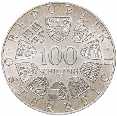 купить Австрия 100 шиллингов (shillings) 1974 "XII зимние Олимпийские Игры, Инсбрук 1976 - Олимпийская эмблема"
