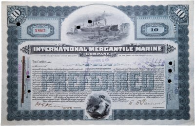 купить Акция США INTERNATIONAL MERCANTILE MARINE ( ТИТАНИК) 1920 г.