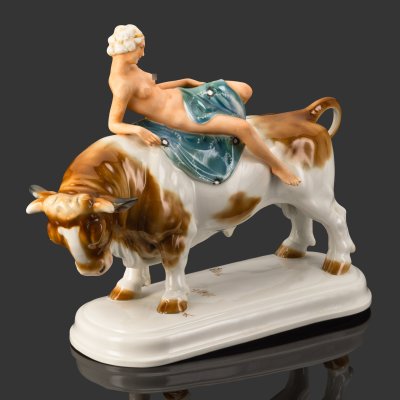 купить Статуэтка "Похищение Европы", фарфор, роспись, золочение, Unterweissbach Werkstätten (Унтервайсбах), Германия, 1940-1958 гг.