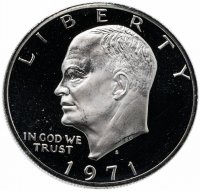 Купить США 1 dollar (доллар) 1971-1974 S "Дуайт Эйзенхауэр", серебро 400 пробы 24,6г