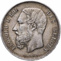 Купить Бельгия 5 франков (francs) 1870