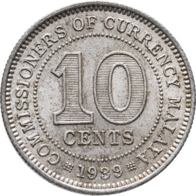 купить Британская Малайя 10 центов (cents) 1939