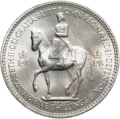 купить Великобритания 5 шиллингов (shillings) 1953 Коронация Королевы Елизаветы II