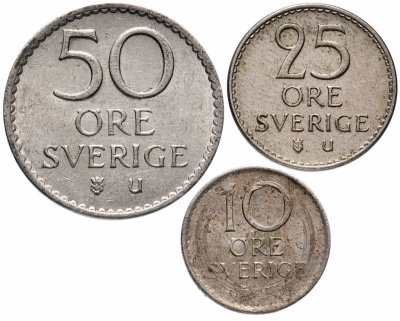 купить Швеция набор из 3 монет 1962-1973, случайная дата