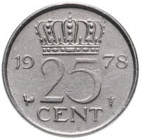 Купить Нидерланды 25 центов (cents) 1950-1980 ,случайный год