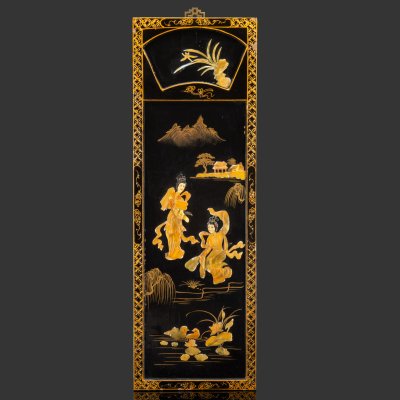 купить Панно "Китайские красавицы в саду", папье-маше, композитный материал, лак, резьба, тонировка, металл, Китай, 1960-1980 гг.