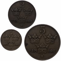 купить Швеция набор монет (3 монеты, бронза) 1915-1950 случайный год