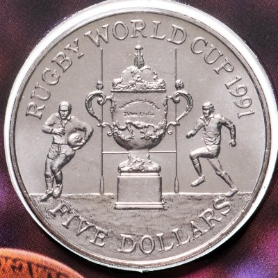 купить 5 долларов (dollars) 1991 Чемпионат мира по регби Новая Зеландия