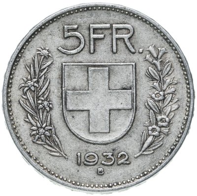 купить Швейцария 5 франков (francs) 1932