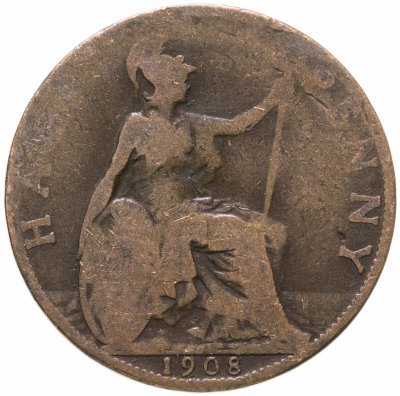 купить Великобритания 1/2 пенни (penny) 1908