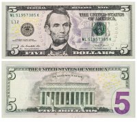 Купить США 5 долларов 2013