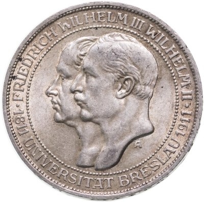 купить Германия 3 марки 1911 "Бреславский университет"