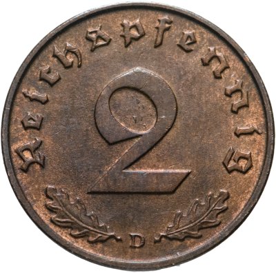 купить Германия (Третий Рейх) 2 рейхспфеннига "D" 1939