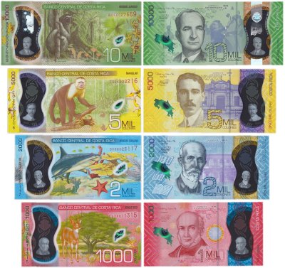 купить Коста Рика набор 1000, 2000, 5000, 10000 колон 2018-2019 (Pick NEW) пластик