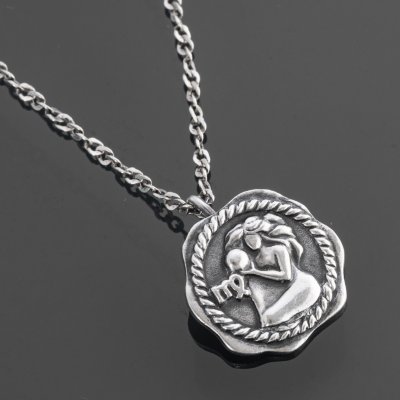 купить Кулон со знаком зодиака "Дева" на цепочке, мельхиор (медь-никель), Россия, 1990-1994 гг.