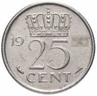 Купить Нидерланды 25 центов случайный год (1950-1980)