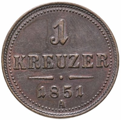 купить Австрия 1 крейцер (kreuzer) 1851 Знак монетного двора "A" - Вена