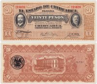 Купить Мексика 20 песо 1914 (Pick s536) 6 значный номер