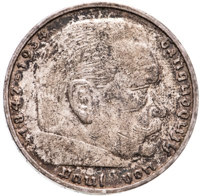 купить Германия Третий рейх 5 рейхсмарок (reichsmark) 1939 Гинденбург