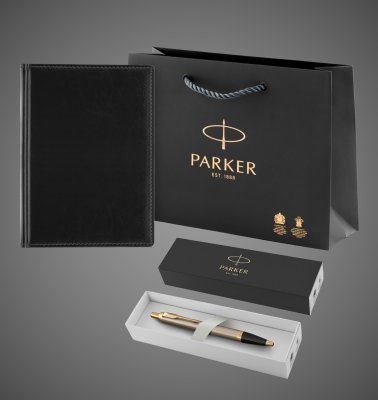 купить Подарочный набор: Ежедневник недатированный и Шариковая ручка Parker IM Metal, цвет: Brushed Metal GT, Металлы: латунь, сталь, 2026 г.