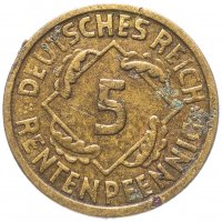 купить Германия 5 рейхспфеннигов (reichspfennig) 1924 - случайный монетный двор