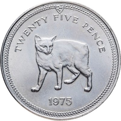 купить Остров Мэн 25 пенсов (pence) 1975 Мэнкс (мэнская бесхвостая кошка)