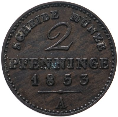 купить Германия, Пруссия 2 пфеннига 1853