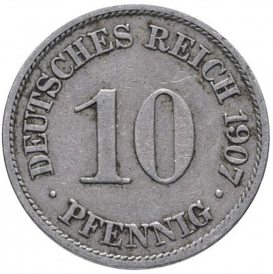 купить Германия 10 рейх пфеннигов 1907 "A"