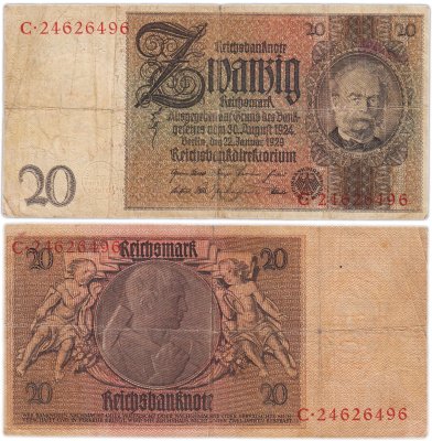 купить Германия 20 рейхсмарок 1933 (Pick 181)