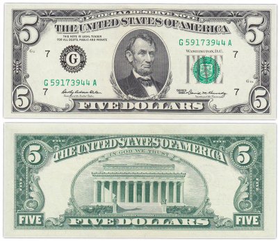 купить США 5 долларов 1969 series 1969, Elston-Kennedy, 7 G - Чикаго