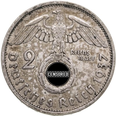 купить Германия, Третий Рейх 2 рейхсмарки 1937, знак монетного двора "F" - Штутгарт