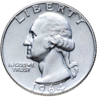 купить США 25 центов (квотер, 1/4 доллара, quarter dollar) 1964 D "Washington Quarter (Вашингтон)"