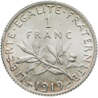 купить Франция 1 франк (franc) 1919
