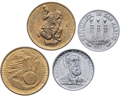 купить Сан-Марино набор из 4х монет 1972-1978