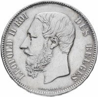 Купить Бельгия 5 франков 1870