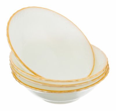 купить Набор из 4 суповых тарелок, молочное стекло, люстр , СССР, 1970-1990 гг.