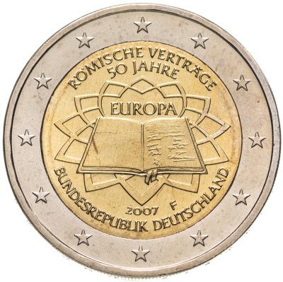 купить Германия 2 евро 2007 "50 лет Римскому договору", знак монетного двора: "F" - Штутгарт