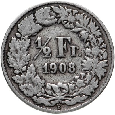 купить Швейцария 1/2 франка (franc) 1908