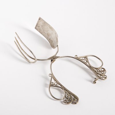 купить Щипцы сервировочные, мельхиор, скань, СССР, 1970-1990 гг.