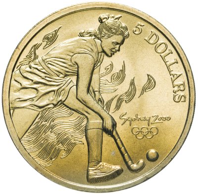 купить Австралия 5 долларов (dollars) 2000 "Олимпийские игры в Сиднее - Хоккей на траве"