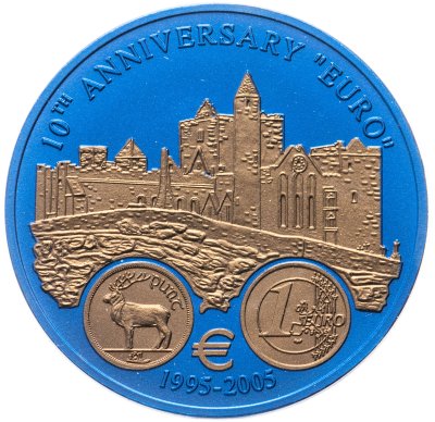 купить Либерия 5 долларов 2005 "10 лет введению евро - Ирландия" ниобий